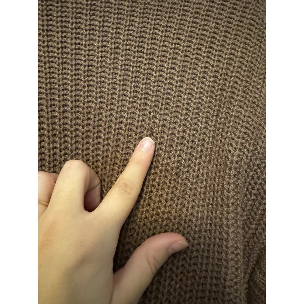 Ambiance Apparel Brown Cable Knit Cropped Turtleneck Sweater | Women’s M - Picture 7 of 7